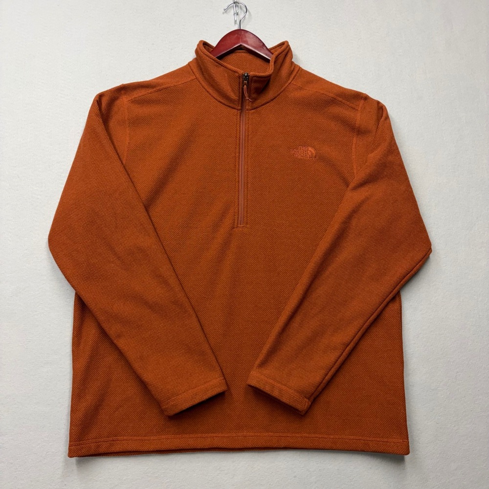 The North Face Quarter Zip Fleece Mens XL Orange Waffle Knit Pullover NF0A3YR1